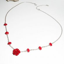 Roze en rode gorgonian ketting in zilver 925