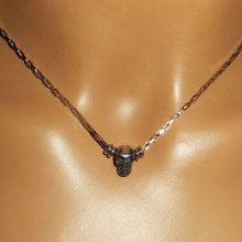 Schedel en gekruiste botten ketting aan roestvrij stalen ketting